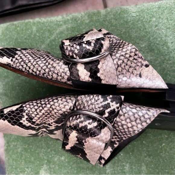 IRO Snake Print dress shoes Embossed Leather Flat Mules - Picture 5 of 9